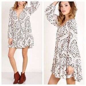 Jen's Pirate Booty Gem Babydoll Shift Dress Antique White Black Neutral XS